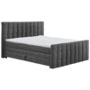 BOXSPRINGBED 180 cm x 200 cm, textiel, houtmateriaal antraciet