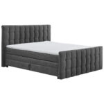 BOXSPRINGBED 180 cm x 200 cm, textiel, houtmateriaal antraciet thumbnail 1