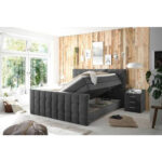 BOXSPRINGBED 180 cm x 200 cm, textiel, houtmateriaal antraciet thumbnail 6