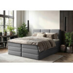 POSTELJA BOXSPRING 180 cm   x 200 cm  , les, tekstil, leseni material antracit thumbnail 1