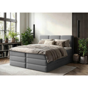 POSTELJA BOXSPRING 180 cm   x 200 cm  , les, tekstil, leseni material antracit