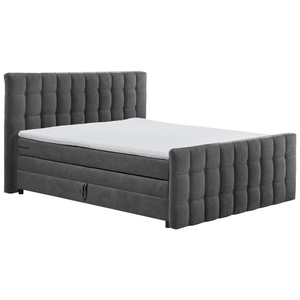 BOXSPRINGBED 180 cm x 200 cm, textiel, houtmateriaal antraciet