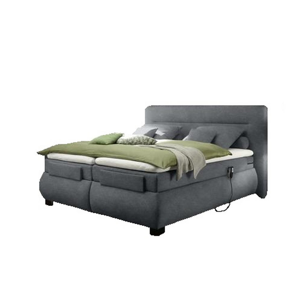BOXSPRINGBED 180 cm x 200 cm, textiel, houtmateriaal antraciet