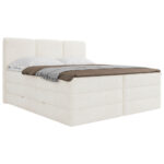 BOXSPRING BED 180 cm x 200 cm, textiel, houtmateriaal, wit hout thumbnail 3