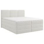 BOXSPRING BED 180 cm x 200 cm, textiel, houtmateriaal, wit hout thumbnail 6