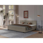 BOXSPRINGBED 200 cm x 240 cm, hout, textiel, wit karton thumbnail 1