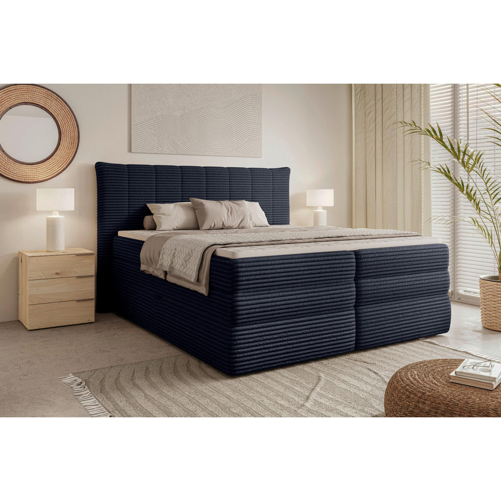 BOXSPRINGBED 180 cm x 200 cm, zwart textiel