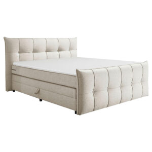 BOXSPRINGBED 160 cm x 200 cm, textiel, houtmateriaal, crèmekleur
