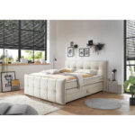 BOXSPRINGBED 180 cm x 200 cm, textiel, houtmateriaal, crèmekleur thumbnail 2