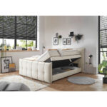 BOXSPRINGBED 180 cm x 200 cm, textiel, houtmateriaal, crèmekleur thumbnail 3
