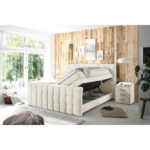 BOXSPRINGBED 180 cm x 200 cm, textiel, houtmateriaal, crèmekleur thumbnail 5