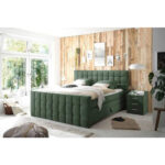 BOXSPRING BED 180 cm x 200 cm, textiel, houtmateriaal olijfgroen thumbnail 2