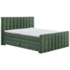 BOXSPRING BED 180 cm x 200 cm, textiel, houtmateriaal olijfgroen