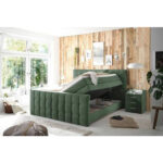 BOXSPRING BED 180 cm x 200 cm, textiel, houtmateriaal olijfgroen thumbnail 3