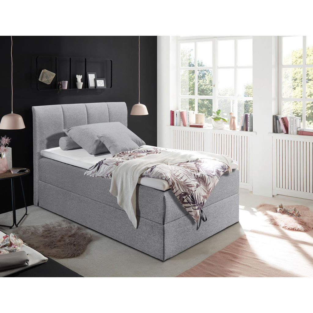 BOXSPRINGBED 120 cm x 200 cm, grijs textiel