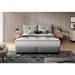 BOXSPRINGBED 180 cm x 200 cm, grijs leer thumbnail 2