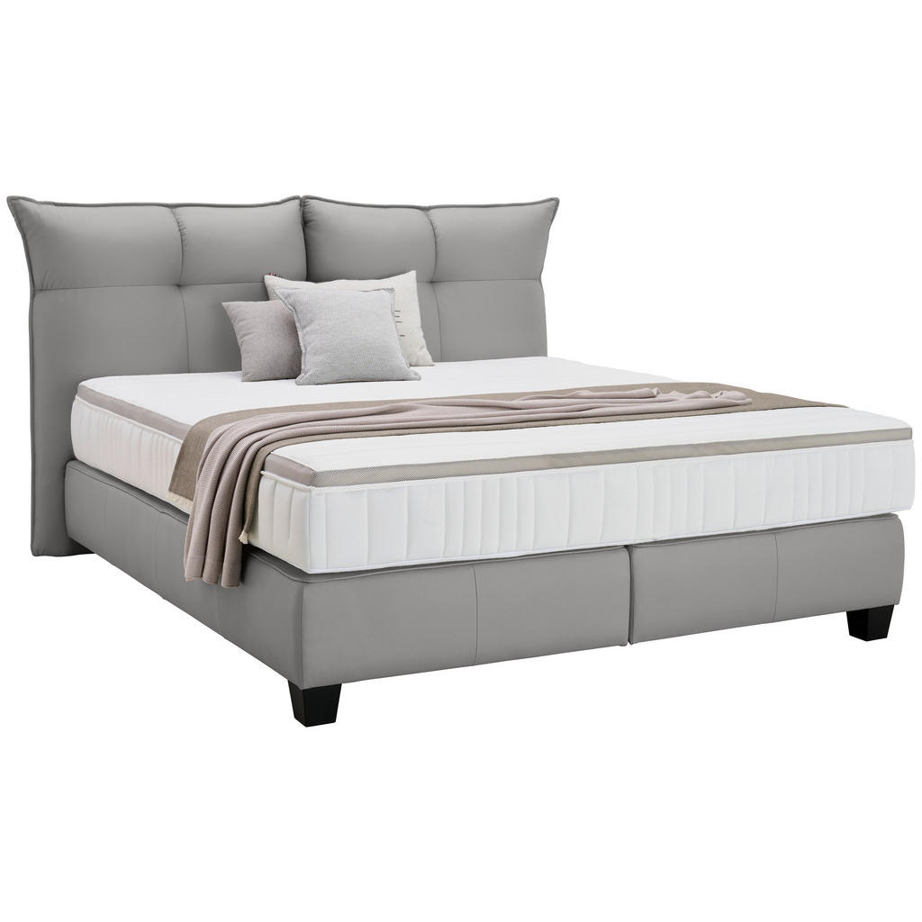 BOXSPRINGBED 180 cm x 200 cm, grijs leer
