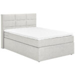 BOXSPRINGBED 140 cm x 200 cm, grijswit textiel thumbnail 1