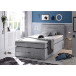 BOXSPRINGBED 140 cm x 200 cm, lichtgrijs textiel thumbnail 2