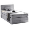 BOXSPRINGBED 140 cm x 200 cm, lichtgrijs textiel