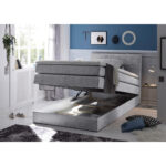 BOXSPRINGBED 140 cm x 200 cm, lichtgrijs textiel thumbnail 3