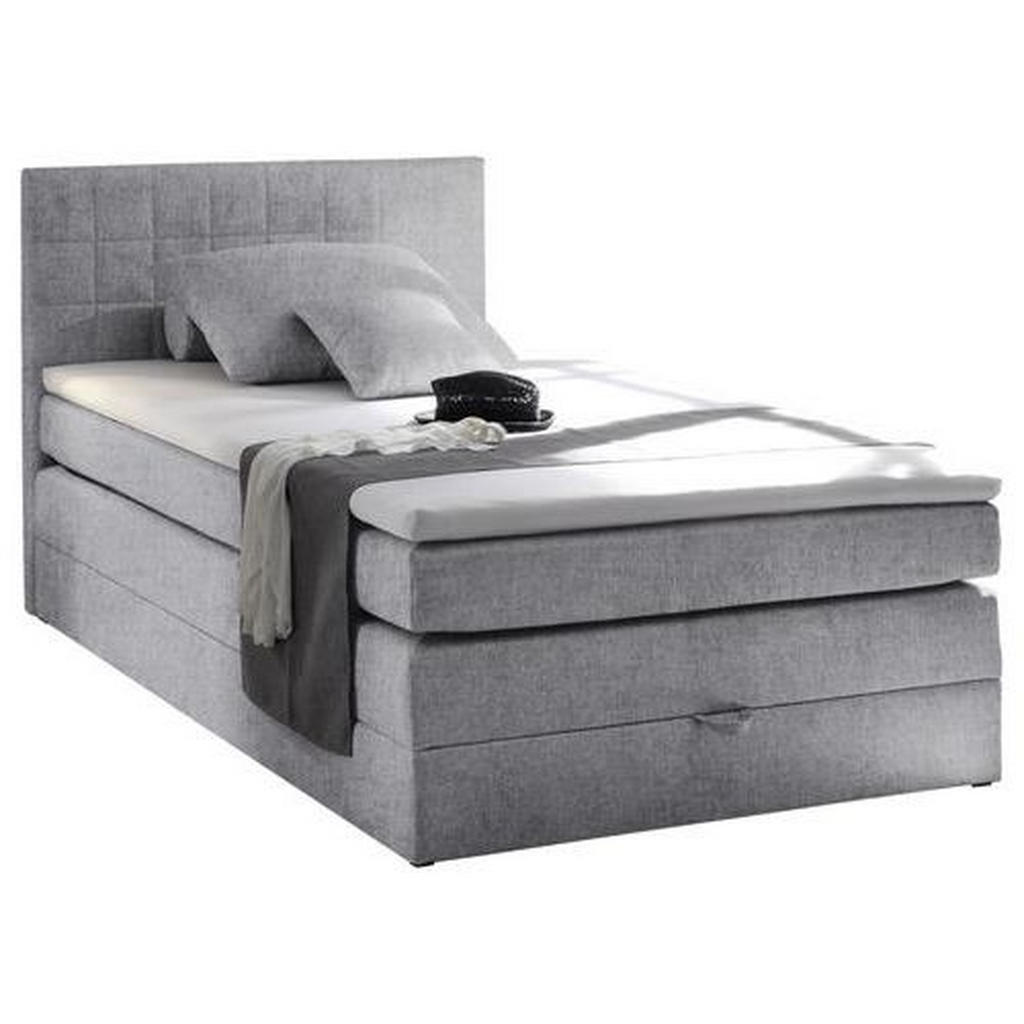 BOXSPRINGBED 140 cm x 200 cm, lichtgrijs textiel