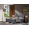 BOXSPRING BED 160 cm x 200 cm, wood, textile, light gray cardboard