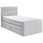 BOXSPRING BED 100 cm x 200 cm, textiel, lichtgrijs houtmateriaal thumbnail 2