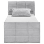 BOXSPRING BED 100 cm x 200 cm, textiel, lichtgrijs houtmateriaal thumbnail 4
