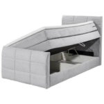 BOXSPRING BED 100 cm x 200 cm, textiel, lichtgrijs houtmateriaal thumbnail 7