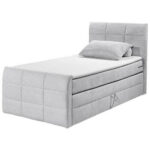 BOXSPRINGBED 120 cm x 200 cm, textiel, lichtgrijs houtmateriaal thumbnail 6