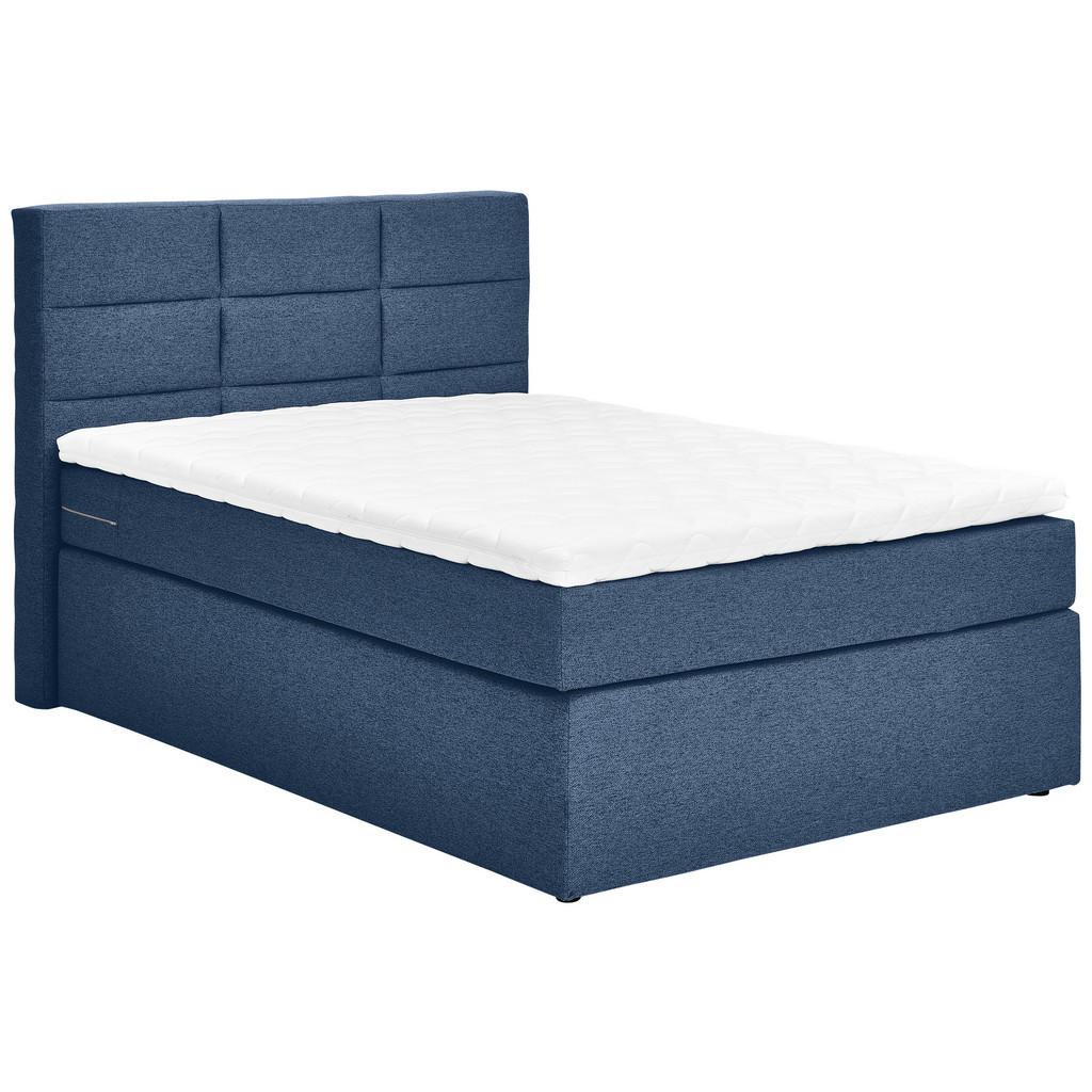 BOXSPRINGBED 140 cm x 200 cm, donkerblauw textiel