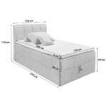 BOXSPRINGBED 120 cm x 200 cm, vuilbruin textiel thumbnail 4