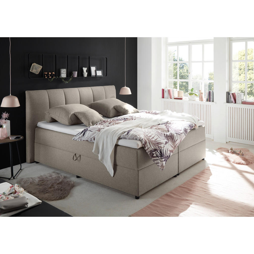 BOXSPRINGBED 180 cm x 200 cm, vuilbruin textiel