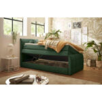 BOXSPRINGBED 100 cm x 200 cm, textiel, houtmateriaal groen thumbnail 5