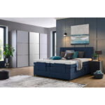 BOXSPRINGBED 180 cm x 200 cm, blauw textiel thumbnail 2