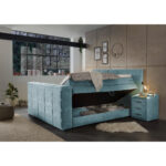 BOXSPRINGBED 180 cm x 200 cm, blauw textiel thumbnail 6