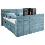 BOXSPRINGBED 180 cm x 200 cm, blauw textiel thumbnail 4