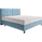 BOXSPRINGBED 200 cm x 220 cm, pastelblauw textiel thumbnail 1