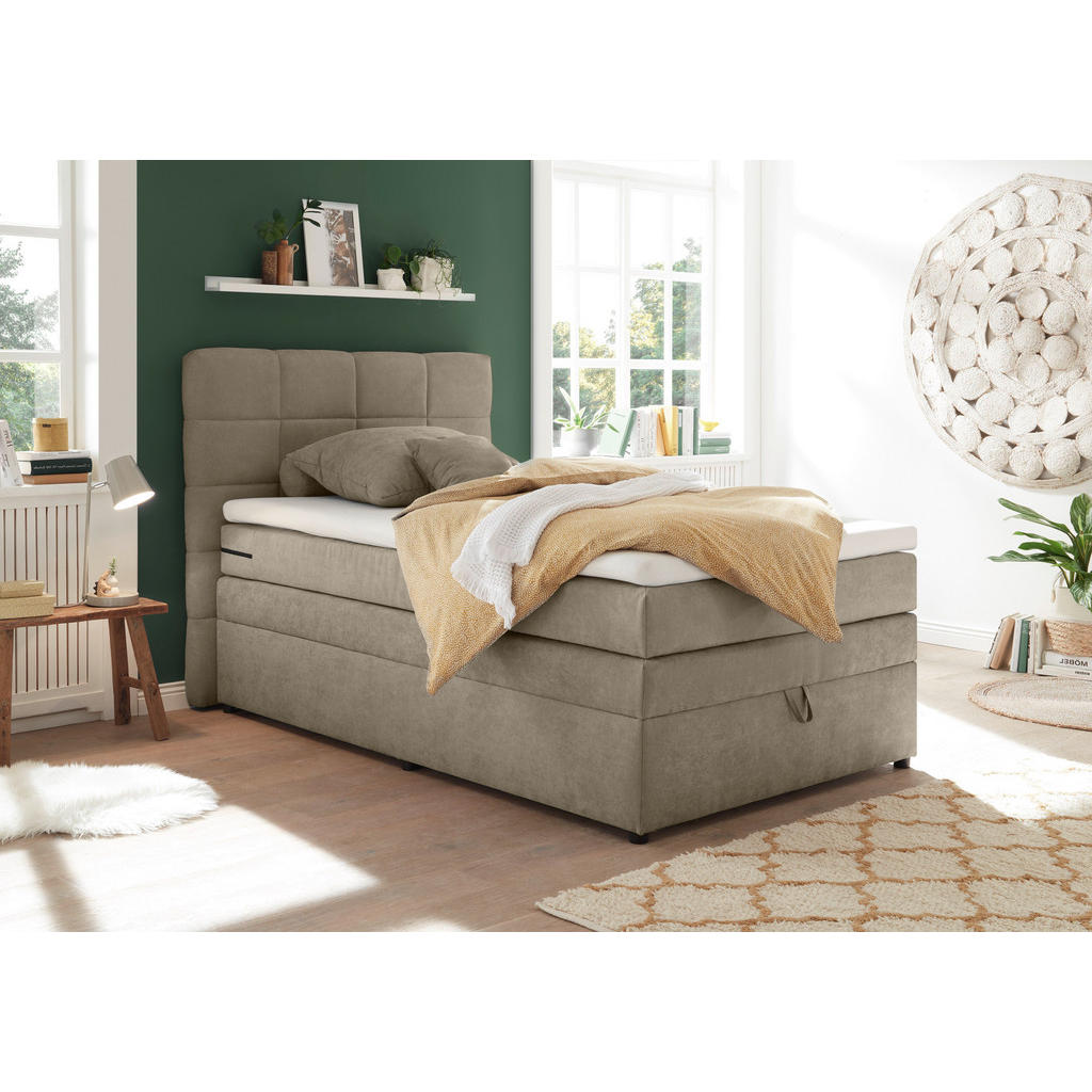 BOXSPRINGBED 120 cm x 200 cm, gebakken kleur textiel