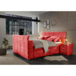 BOXSPRINGBED 180 cm x 200 cm, rood textiel thumbnail 5