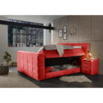 BOXSPRINGBED 180 cm x 200 cm, rood textiel thumbnail 6
