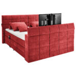 BOXSPRINGBED 180 cm x 200 cm, rood textiel thumbnail 4