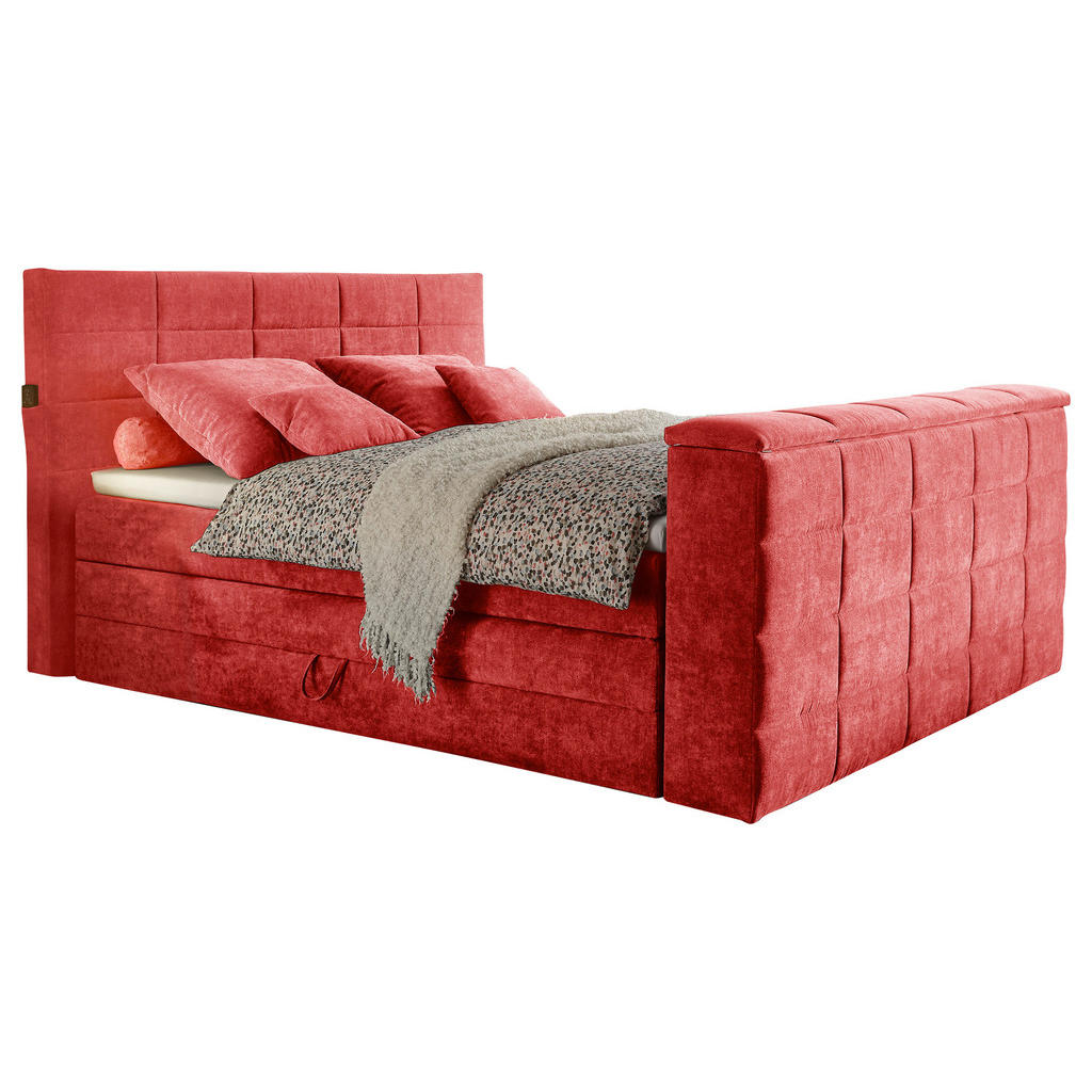 BOXSPRINGBED 180 cm x 200 cm, rood textiel