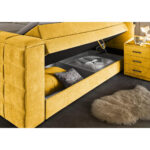 BOXSPRINGBED 180 cm x 200 cm, geel textiel thumbnail 3