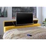 BOXSPRINGBED 180 cm x 200 cm, geel textiel thumbnail 4