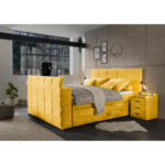 BOXSPRINGBED 180 cm x 200 cm, geel textiel thumbnail 5