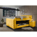 BOXSPRINGBED 180 cm x 200 cm, geel textiel thumbnail 6