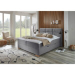 BOXSPRINGBED 180 cm x 200 cm, grijs textiel thumbnail 2