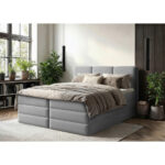 BOXSPRING BED 180 cm x 200 cm, hout, textiel, houtmateriaal grijs thumbnail 1
